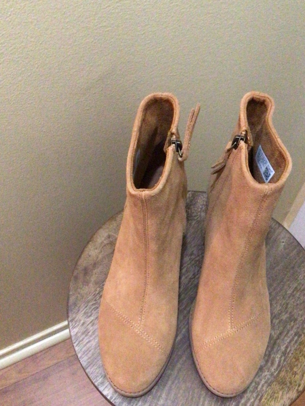 Toms Tan Suede Ankle Booties with Side Zip
